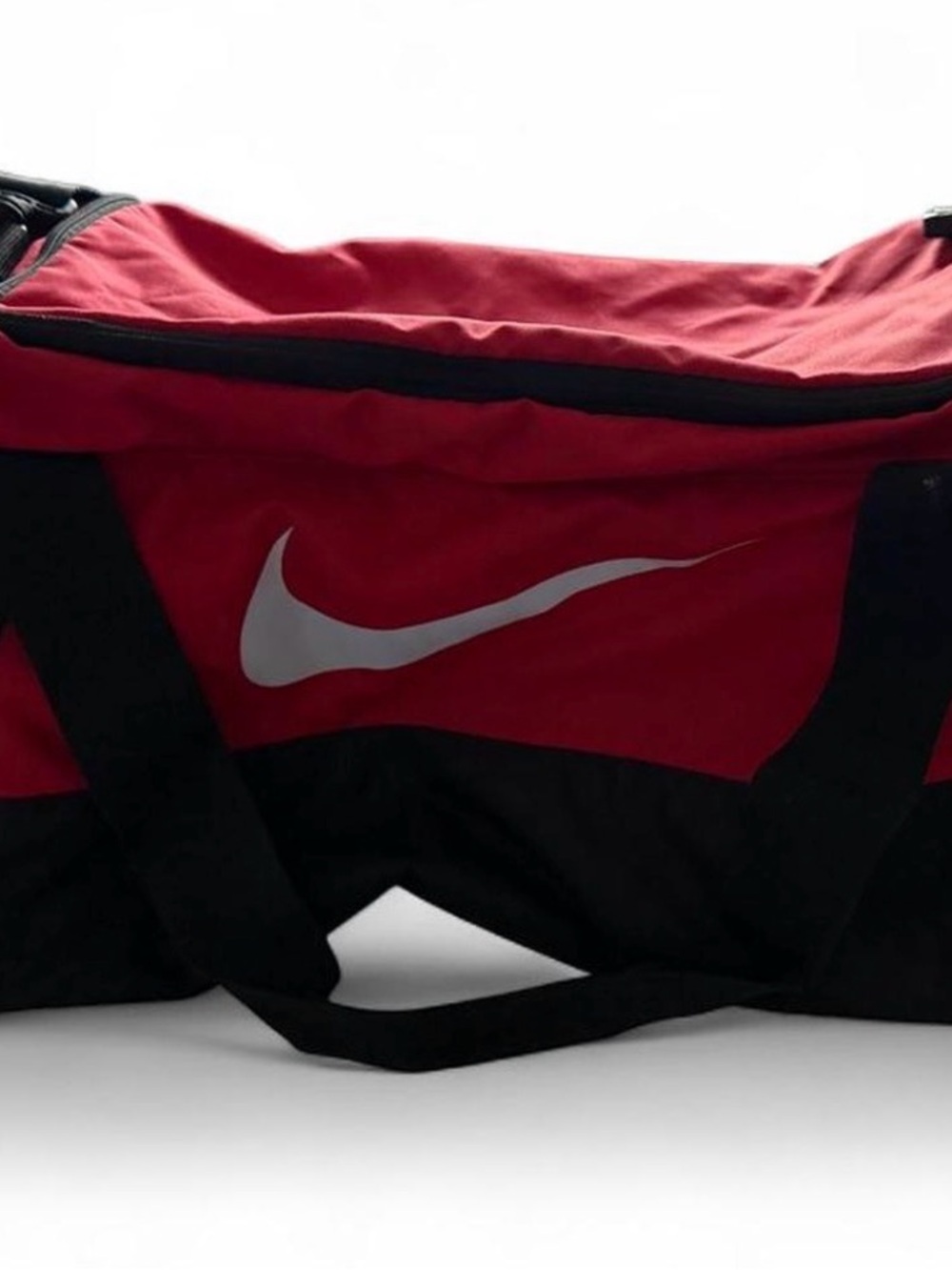 Nike Red and Black Duffel with White Swoosh Accent
